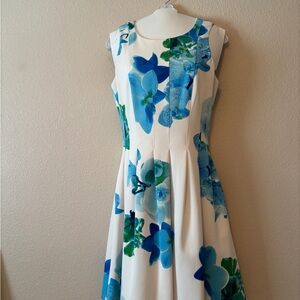 Calvin Klein Floral Blue and Green Dress